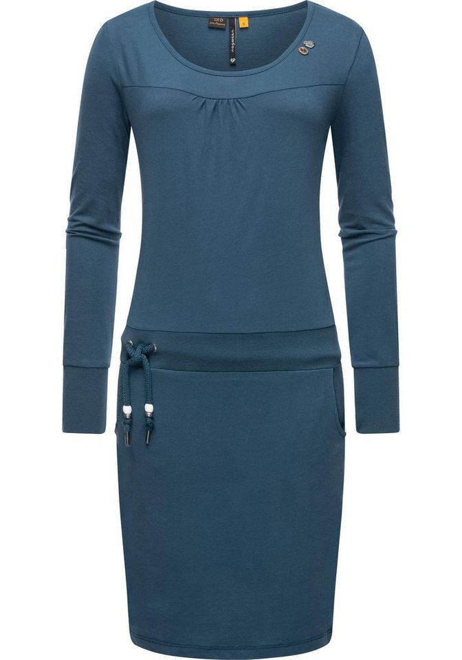 Ragwear Jerseykleid Penellope Langärmliges Damen Baumwoll-Kleid mit Taillenzugband von Ragwear