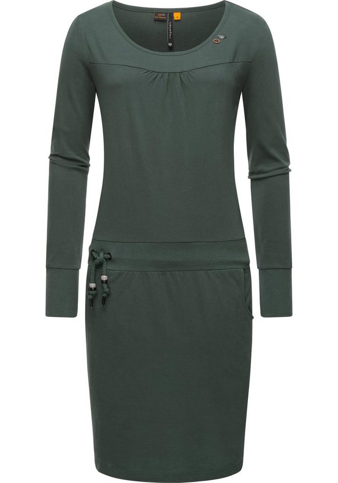 Ragwear Jerseykleid Penellope Langärmliges Damen Baumwoll-Kleid mit Taillenzugband von Ragwear