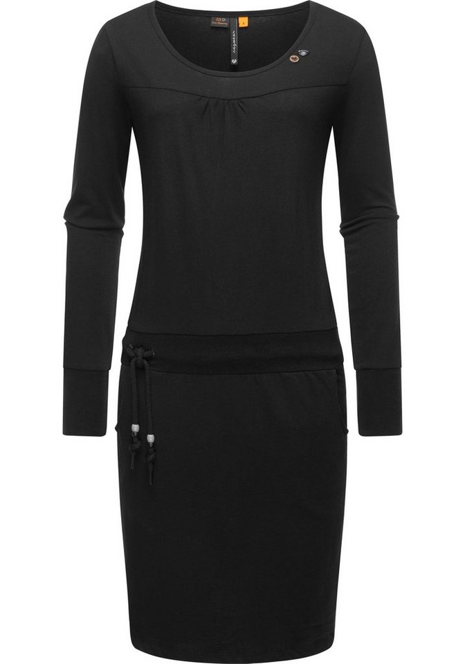 Ragwear Jerseykleid Penellope Langärmliges Damen Baumwoll-Kleid mit Taillenzugband von Ragwear