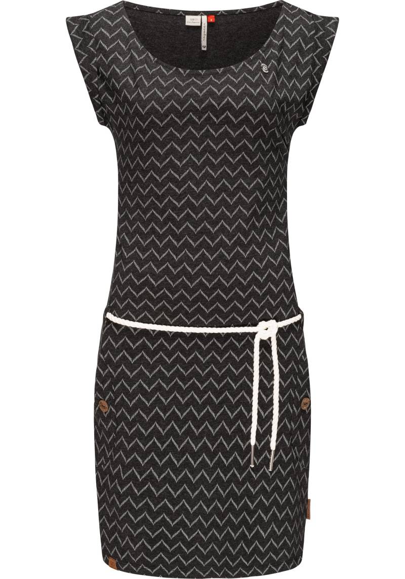 Ragwear Jerseykleid "Tag Zig Zag" Eingrifftaschen stylisches Shirtkleid mit coolem Print u. Bindekordel von Ragwear