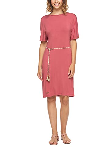 Ragwear KASS Damen Frauen Kurzarmkleid,Kleid,Freizeitkleid,Sommerkleid,Shirtkleid,Kurzarm,Taillengürtel,Regular Fit,Rose (4041),L von Ragwear