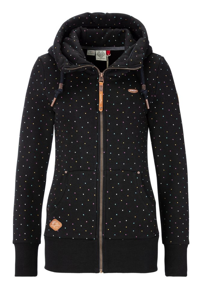 Ragwear Kapuzensweatjacke NESKA DOTS MULTICOLOR ZIP O Longsleeve Jacke im Multicolor-Allover-Dots-Print-Design von Ragwear