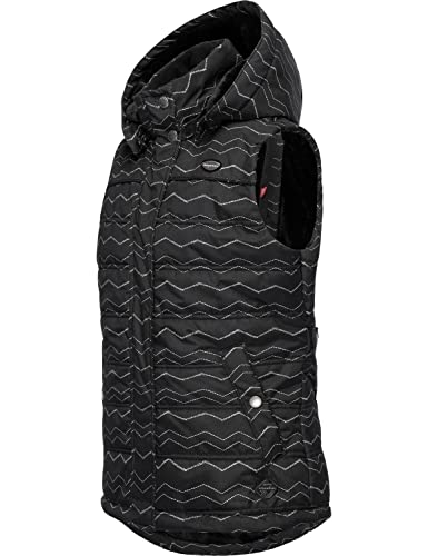 Ragwear Kinder Mädchen Outdoor-Weste Steppweste wasserdicht mit Abnehmbarer Kapuze Marrin Chevron Black Gr. 128 von Ragwear