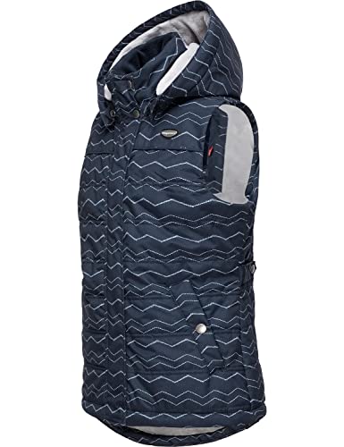 Ragwear Kinder Mädchen Outdoor-Weste Steppweste wasserdicht mit Abnehmbarer Kapuze Marrin Chevron Navy Gr. 140 von Ragwear