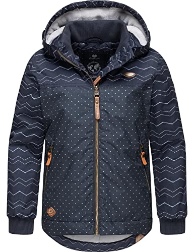 Ragwear Kinder Mädchen Winterjacke Outdoorjacke mit Kapuze wasserdicht Kristla Chevron Navy Gr. 128 von Ragwear