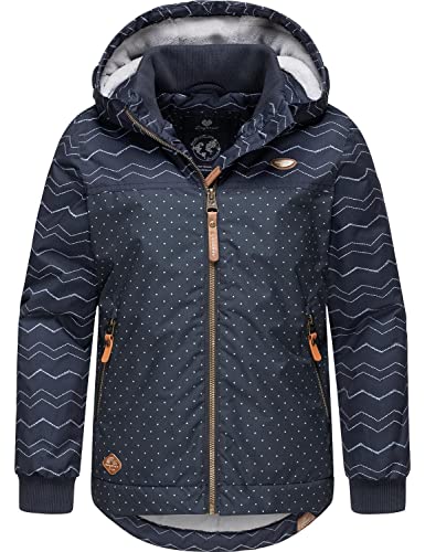 Ragwear Kinder Mädchen Winterjacke Outdoorjacke mit Kapuze wasserdicht Kristla Chevron Navy Gr. 140 von Ragwear