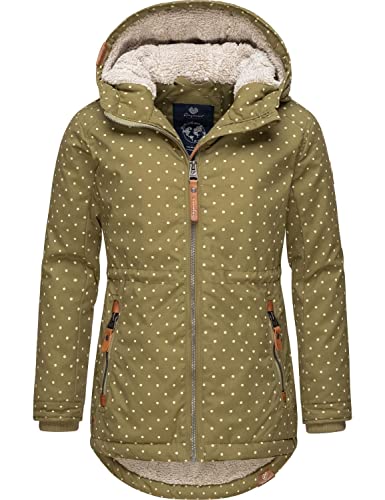 Ragwear Kinder Mädchen Winterjacke Outdoorjacke wasserdicht atmungsaktiv Layra Dots Light Olive Gr. 128 von Ragwear