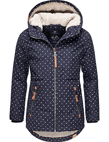 Ragwear Kinder Mädchen Winterjacke Outdoorjacke wasserdicht atmungsaktiv Layra Dots Navy Gr. 140 von Ragwear