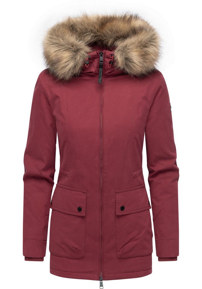 Ragwear Kurzmantel Monadetta Warm Kurzer Wintermantel mit Kunstfellbesatz von Ragwear