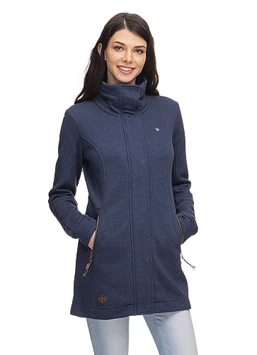 Ragwear LETRICE Damen Frauen Kapuzenjacke,Sweatjacke lang,Übergangs-Parka,Kapuze,Seitentaschen,Blau,XL von Ragwear