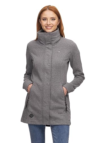 Ragwear LETRICE Damen Frauen Kapuzenjacke,Sweatjacke lang,Übergangs-Parka,Kapuze,Seitentaschen,Grau,M von Ragwear