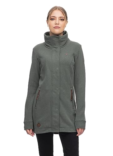 Ragwear LETRICE Damen Frauen Kapuzenjacke,Sweatjacke lang,Übergangs-Parka,Kapuze,Seitentaschen,Grün,XS von Ragwear