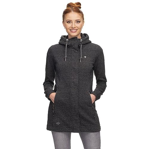 Ragwear LETTI Damen Frauen Kapuzenjacke,Sweatjacke lang,Übergangs-Parka,Kapuze,Seitentaschen,Grau,L von Ragwear