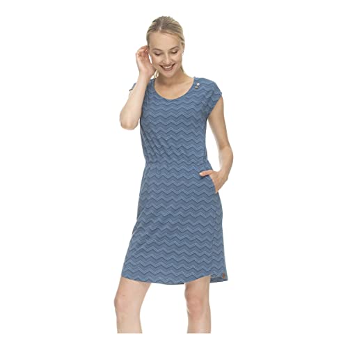 Ragwear LILITHE Chevron Damen Frauen Kurzarmkleid,Kleid,Freizeitkleid,Sommerkleid,Shirtkleid,Kurzarm,Gummizug,Blau,M von Ragwear