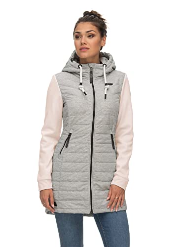 Ragwear LUCINDA VEST LONG Damen Frauen Funktionsjacke,Zip Hoodie,Sweatjacke,Stehkragen,Seitentaschen,Weiß,XL von Ragwear