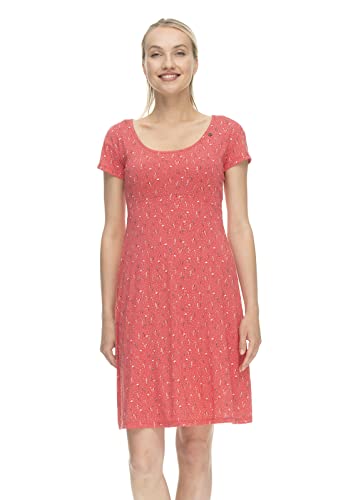 Ragwear LUNNGO Dress Damen Frauen Kurzarmkleid,Kleid,Freizeitkleid,Sommerkleid,Kurzarm,Rückenausschnitt,tailliert,Rot,L von Ragwear