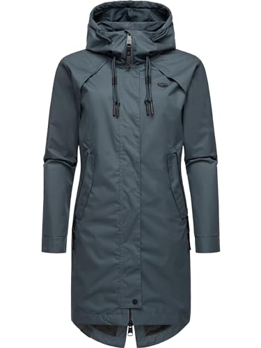 Ragwear Langer Oversized Damen Übergangsmantel atmungsaktiver Parka mit Kapuze Rejany YOUMODO Dark Grey Gr. L von Ragwear