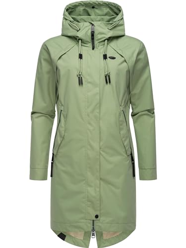 Ragwear Langer wasserdichter Oversized Damen Übergangsmantel Parka mit Kapuze Rejany YOUMODO Dusty Green Gr. L von Ragwear