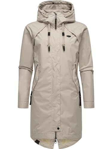 Ragwear Langer wasserdichter Oversized Damen Übergangsmantel Parka mit Kapuze Rejany YOUMODO Bone Gr. L von Ragwear