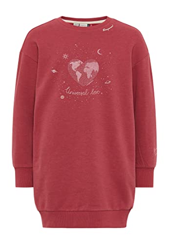 Ragwear Leontyna Mädchen Sweatshirt Sweat Kleid Oversized Pullover Rundhals Sweater Extra Lang Top ideal zur Legging (DE/NL/SE/PL, Numerisch, 152, Regular, Raspberry) von Ragwear