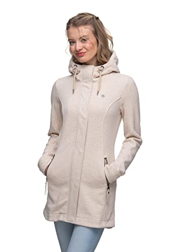 Ragwear Letti Damen Frauen Kapuzenjacke,Sweatjacke lang,Übergangs-Parka,Kapuze,Seitentaschen,Beige,L von Ragwear