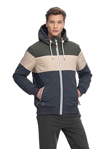 Ragwear M Jayce Colorblock-Blau-Grün - Stylische wasserdichte Herren Winterjacke, Größe XXL - Farbe Dark Olive von Ragwear