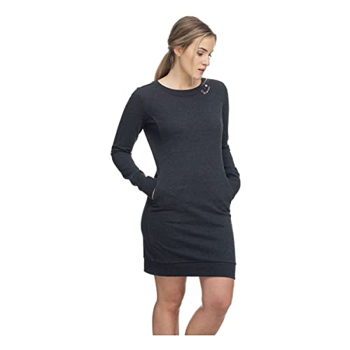 Ragwear MENITA Organic Damen Frauen Langarmkleid,Kleid,Freizeitkleid,Jerseykleid,Langarm,Rundhalsausschnitt,Taillengürtel,Grau,L von Ragwear