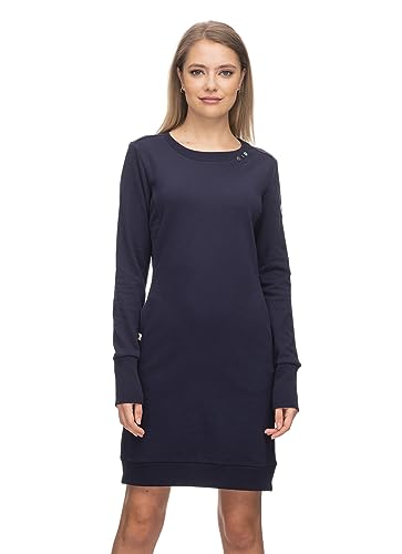 Ragwear MENITA Organic GOTS Damen Frauen Langarmkleid,Kleid,Freizeitkleid,Sweatkleid,Sweatshirt-Kleid,Winterkleid,Blau,M von Ragwear