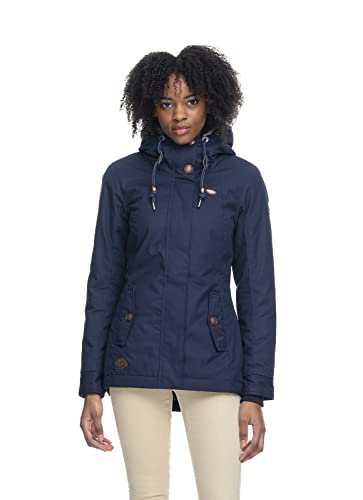 Ragwear MONADDE Damen Frauen Parka,Mantel,Übergangsmantel mit Kapuze,Herbstmantel,wasserabweisend,Blau,XL von Ragwear