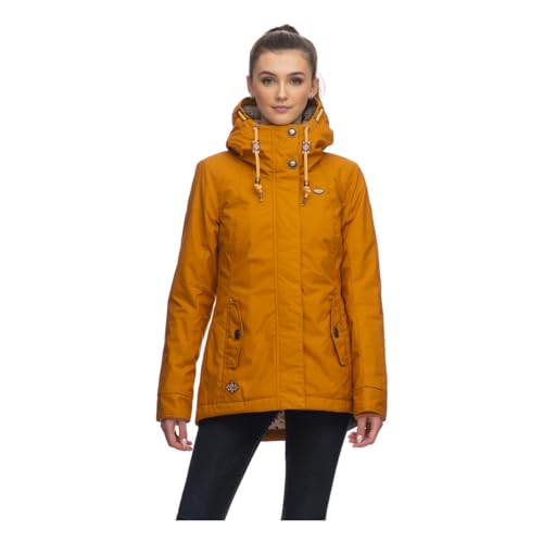 Ragwear MONADDE Damen Frauen Parka,Mantel,Übergangsmantel mit Kapuze,Herbstmantel,wasserabweisend,Gelb,S von Ragwear