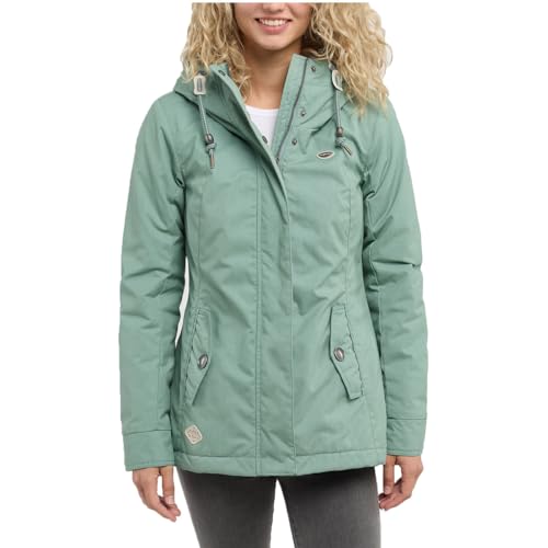 Ragwear MONADDE Damen Frauen Parka,Mantel,Übergangsmantel mit Kapuze,Herbstmantel,wasserabweisend,Grün,XS von Ragwear