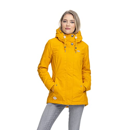 Ragwear MONADE Damen Frauen Parka,Mantel,Übergangsmantel mit Kapuze,Herbstmantel,wasserabweisend,Gelb,S von Ragwear