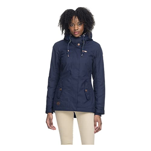 Ragwear MONADE Damen Frauen Parka,Mantel,Übergangsmantel mit Kapuze,Herbstmantel,wasserabweisend,Blau,S von Ragwear