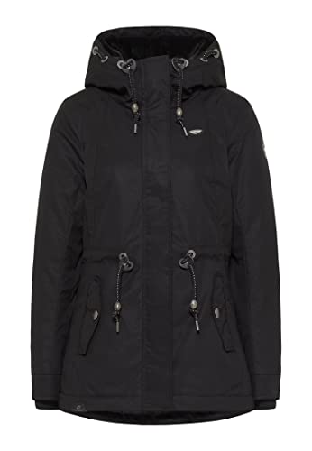 Ragwear MONADIS Damen Frauen Parka,Mantel,Übergangsmantel mit Kapuze,Herbstmantel,wasserabweisend,Schwarz,XL von Ragwear