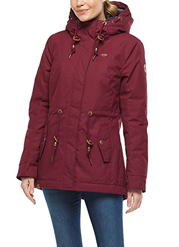 Ragwear MONADIS Damen Frauen Parka,Mantel,Übergangsmantel,Übergangsjacke mit Kapuze,Herbstmantel,wasserabweisend,Regular Fit,Rot,M von Ragwear