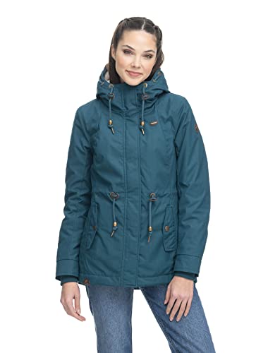 Ragwear MONADIS Damen Frauen Parka,Mantel,Übergangsmantel mit Kapuze,Herbstmantel,wasserabweisend,Grün,S von Ragwear