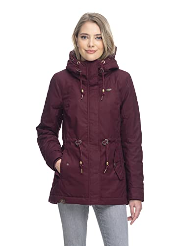 Ragwear MONADIS Damen Frauen Parka,Mantel,Übergangsmantel mit Kapuze,Herbstmantel,wasserabweisend,Rot,S von Ragwear