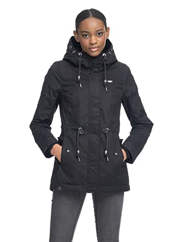 Ragwear MONADIS Damen Frauen Parka,Mantel,Übergangsmantel mit Kapuze,Herbstmantel,wasserabweisend,Schwarz,M von Ragwear