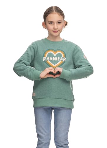 Ragwear Mädchen Sweatshirt Rundhals Evka Print Organic o´Neck Sweater Pullover mit Regenbogen Print aus Bio Baumwolle (DE/NL/SE/PL, Numerisch, 158, Regular, Mint) von Ragwear