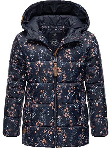 Ragwear Mädchen Winterjacke Steppjacke mit Kapuze Roxanka Flowers Navy Gr. 164 von Ragwear