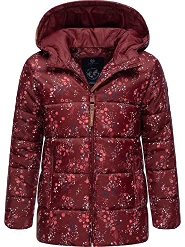 Ragwear Mädchen Winterjacke Steppjacke mit Kapuze Roxanka Flowers Wine Red Gr. 164 von Ragwear