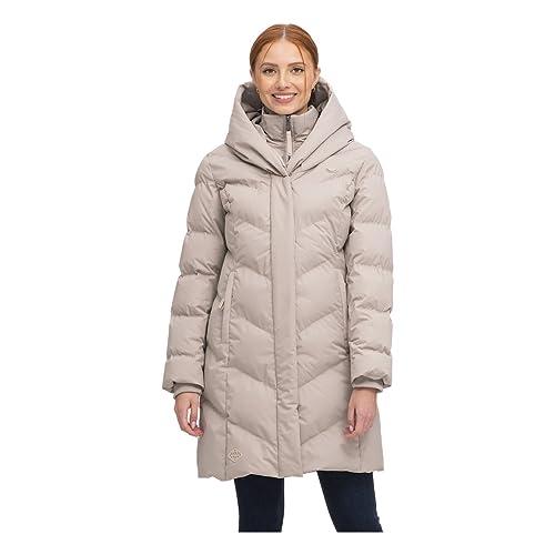 Ragwear NATALKA Damen Frauen Mantel,Parka,Steppmantel,lange Jacke,Stehkragen,wasserdicht,Braun,L von Ragwear