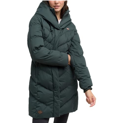 Ragwear NATALKA Damen Frauen Mantel,Parka,Steppmantel,lange Jacke,Stehkragen,wasserdicht,Grün,XS von Ragwear