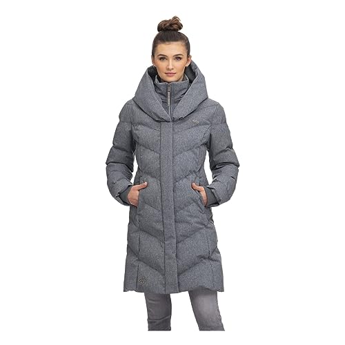 Ragwear NATALKA Damen Frauen Mantel,Parka,Steppmantel,lange Jacke,Stehkragen,wasserdicht,Grau,L von Ragwear