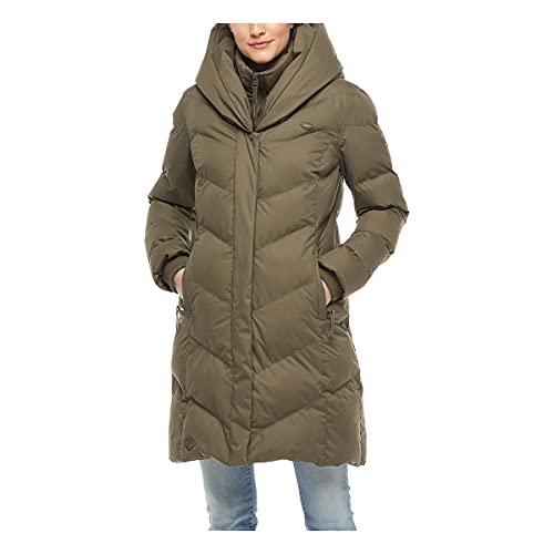 Ragwear NATALKA Damen Frauen Mantel,Parka,Steppmantel,lange Jacke,Stehkragen,wasserdicht,Regular Fit,Grün,S von Ragwear