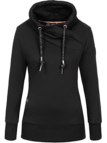 Ragwear NESKA Damen Frauen Kapuzenpulli,Kapuzenpullover,Hoodie,Stehkragen,Kapuze,warm,Seitentaschen,Regular Fit,Schwarz,L von Ragwear