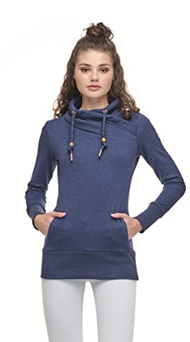 Ragwear NESKA Damen Frauen Kapuzenpulli,Kapuzenpullover,Hoodie,Stehkragen,Seitentaschen,Regular Fit,Blau,XL von Ragwear