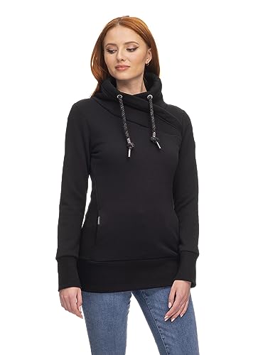 Ragwear NESKA Damen Frauen Kapuzenpulli,Kapuzenpullover,Hoodie,Stehkragen,warm,Seitentaschen,Schwarz,L von Ragwear