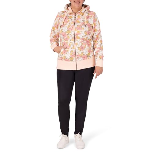 Ragwear NESKA Flowers Zip Plus Damen Frauen Kapuzenpulli,Zip Hoodie,Sweatjacke,Stehkragen,Seitentaschen,Orange,48 von Ragwear
