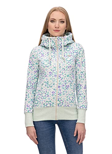 Ragwear NESKA Mosaic Zip Damen Frauen Kapuzenpulli,Zip Hoodie,Sweatjacke,Stehkragen,Seitentaschen,Grün,L von Ragwear